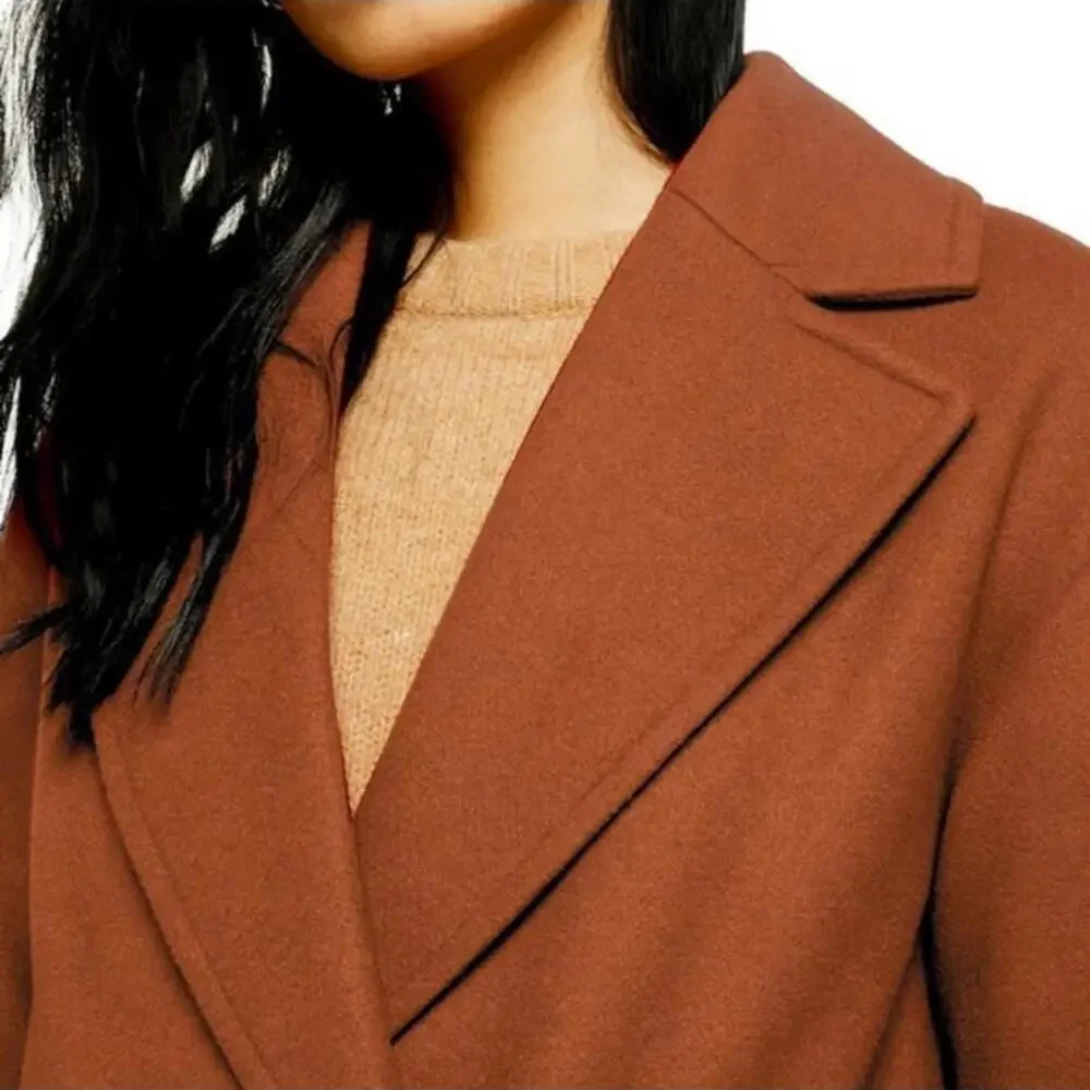 Topshop Carly Coat Rust Brown Orange Long Jacket Women’s size 4 Small